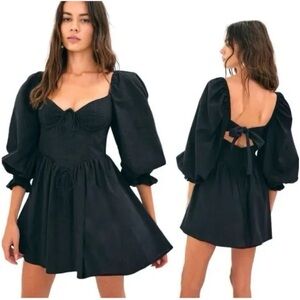 For Love & Lemons Ruth Pleated Long Sleeve mini dress sz XS